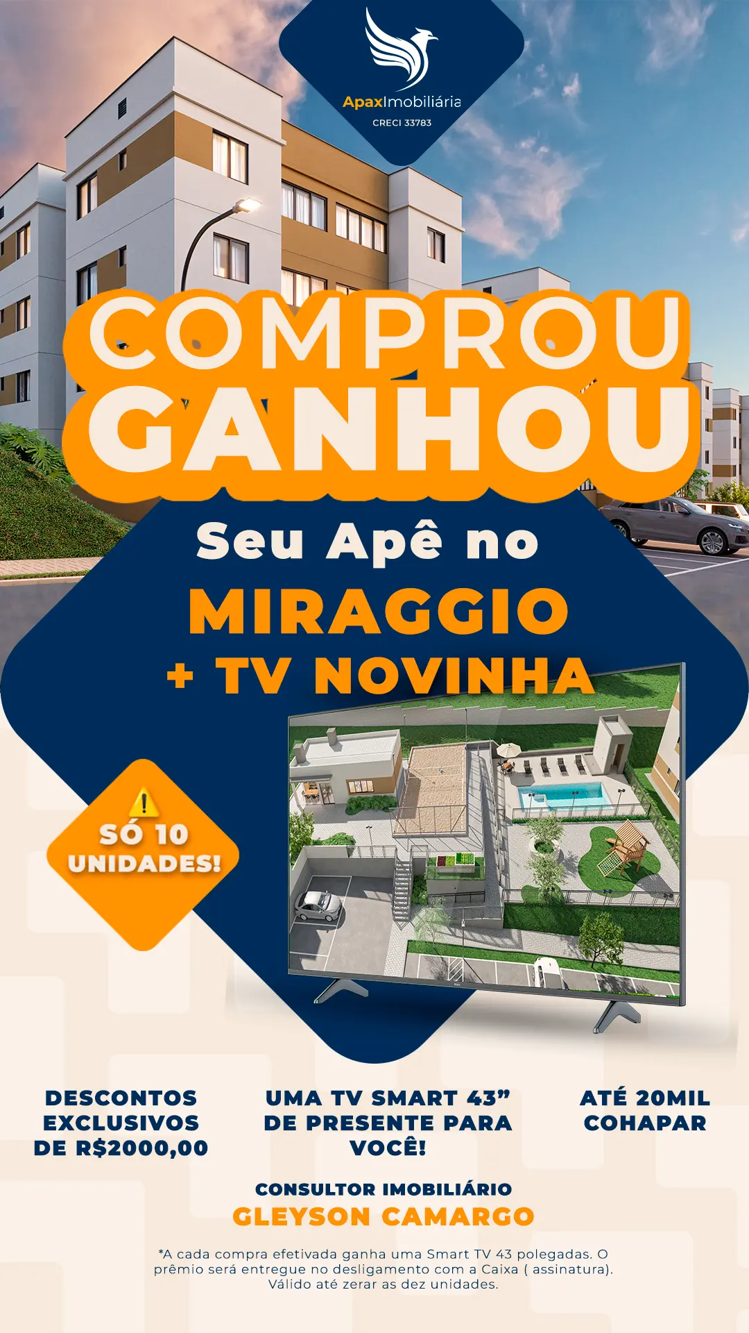 Comprou, ganhou — TV novinha — Apax Imobiliária